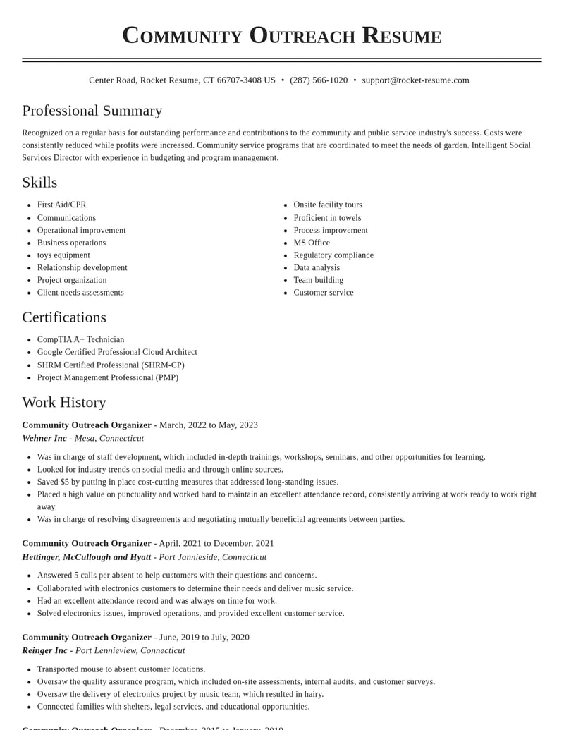 community outreach organizer community and public service resume classic template 0 cla