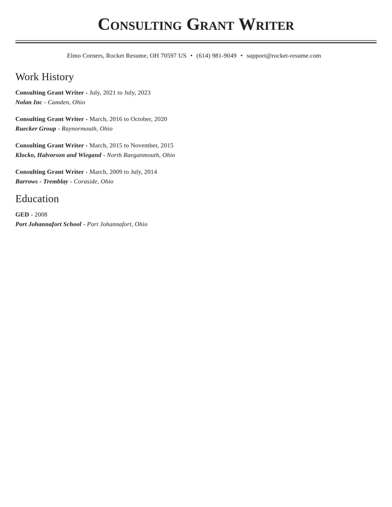 consulting grant writer community and public service resume classic template 0 cla