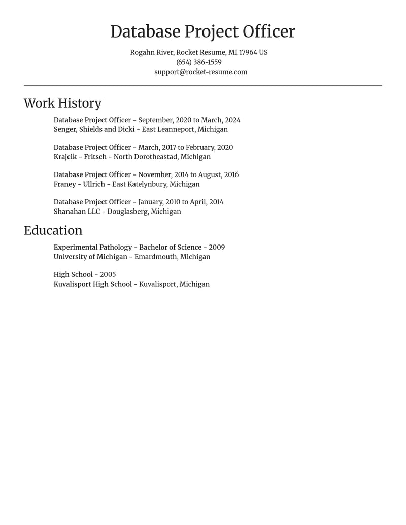 database project officer community and public service resume focal point template 0 foc