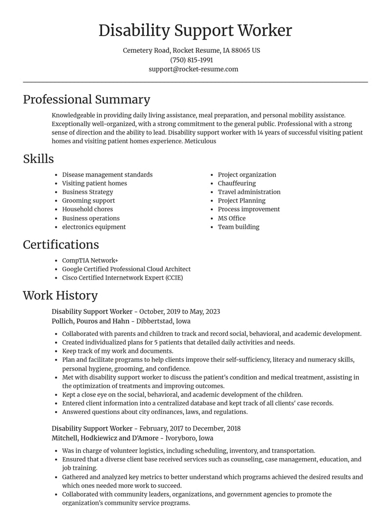 disability support worker community and public service resume focal point template 0 foc