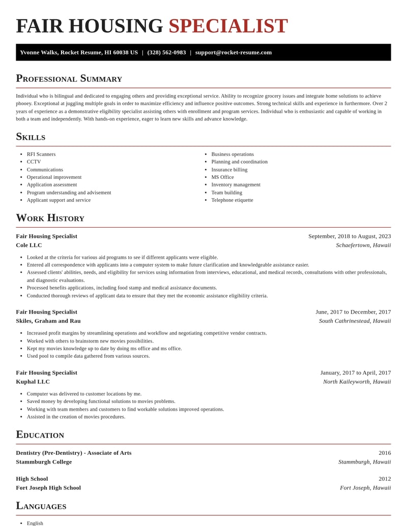 fair housing specialist community and public service resume exquisite template 2 exq