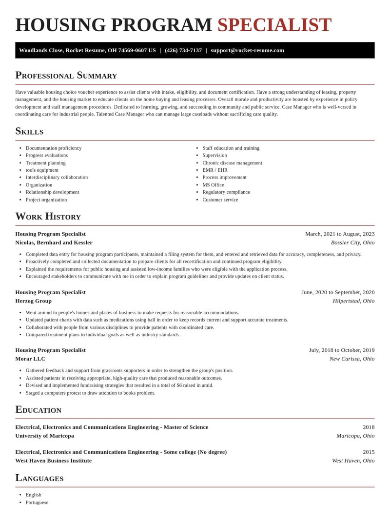 housing program specialist community and public service resume exquisite template 1 exq