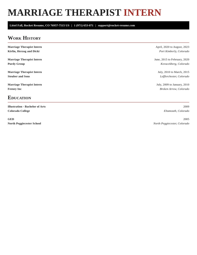 marriage therapist intern community and public service resume exquisite template 2 exq