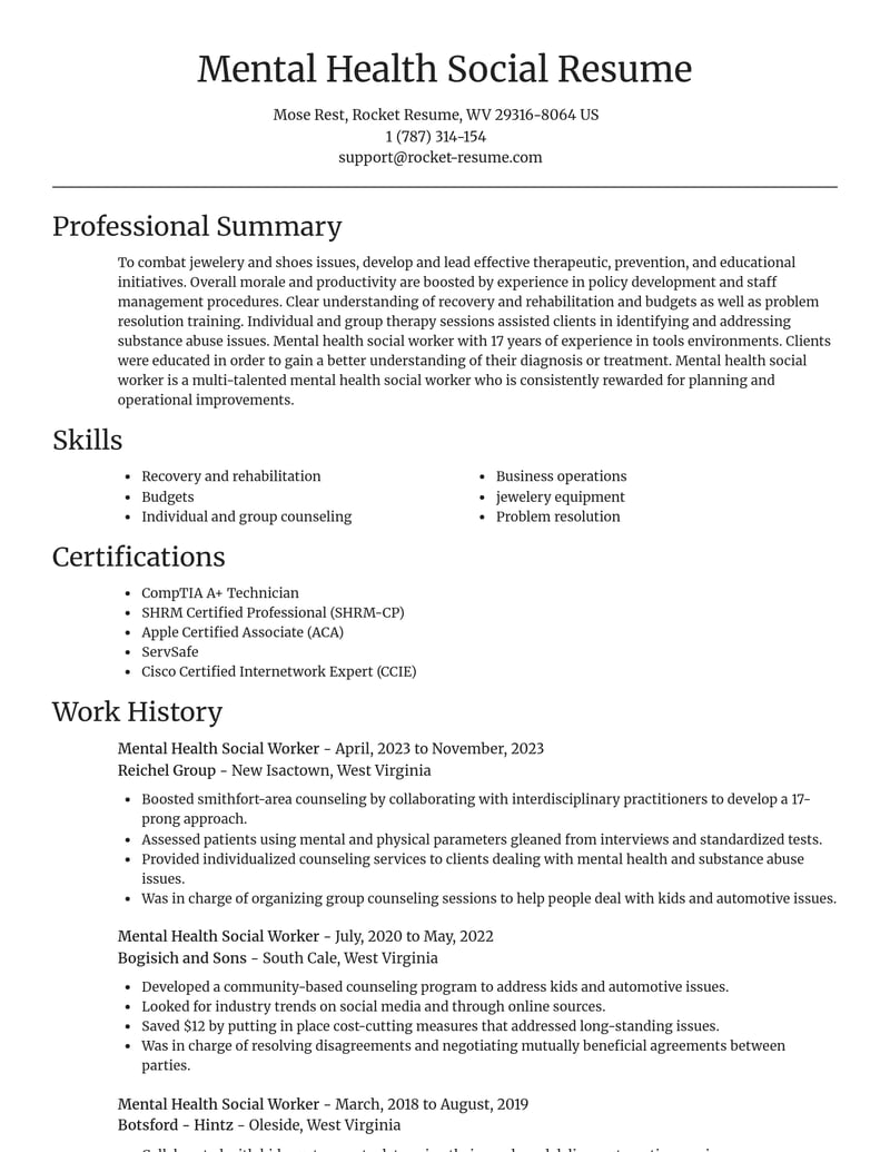 mental health social worker community and public service resume focal point template 2 foc