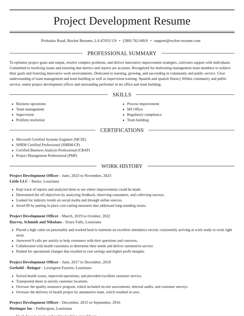 project development officer community and public service resume elegant template 2 ele