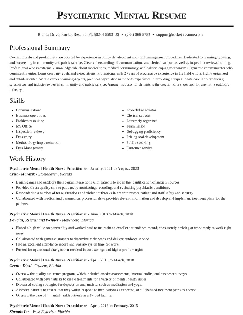 psychiatric mental health nurse practitioner community and public service resume classic template 0 cla