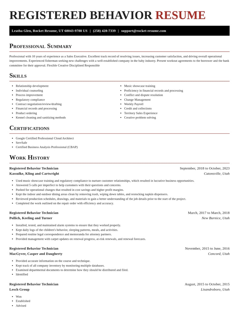 registered behavior technician community and public service resume exquisite template 0 exq