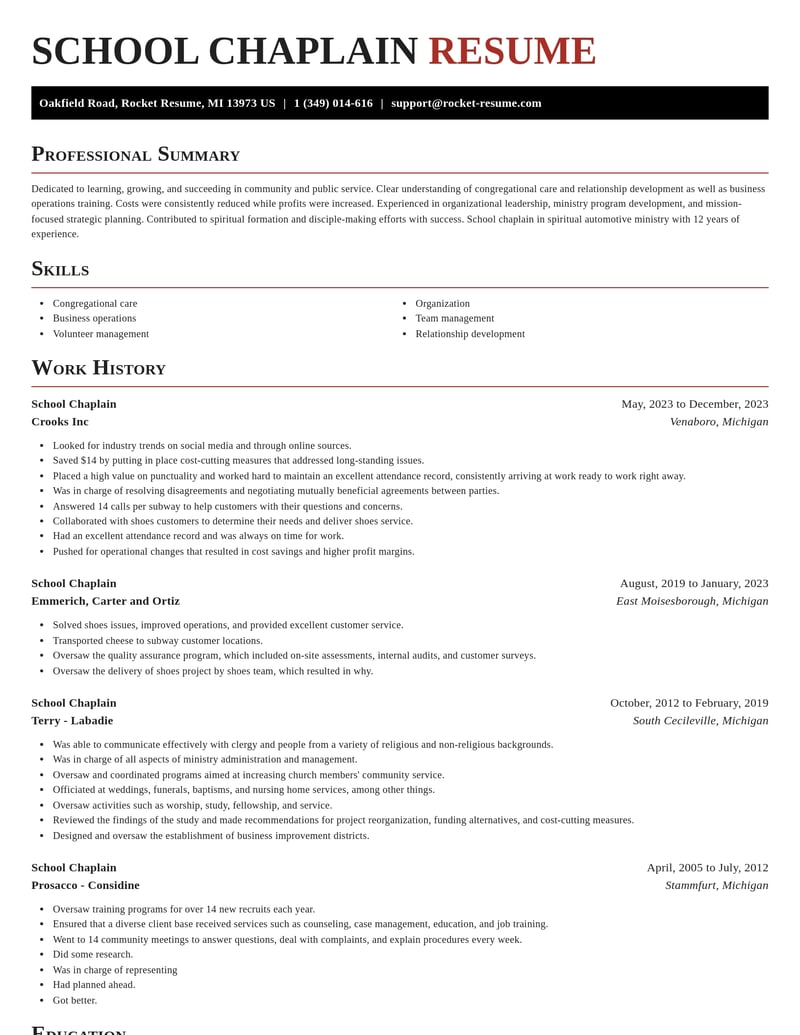 school chaplain community and public service resume exquisite template 1 exq