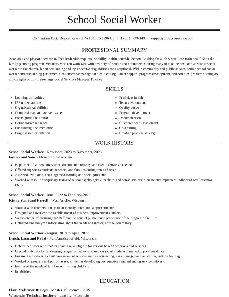school social worker community and public service resume elegant template 2 ele