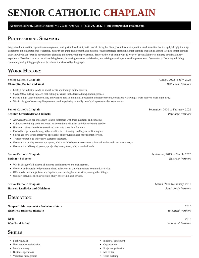 senior catholic chaplain community and public service resume exquisite template 2 exq