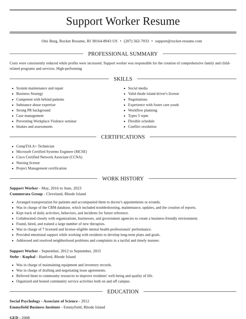 support worker community and public service resume elegant template 1 ele