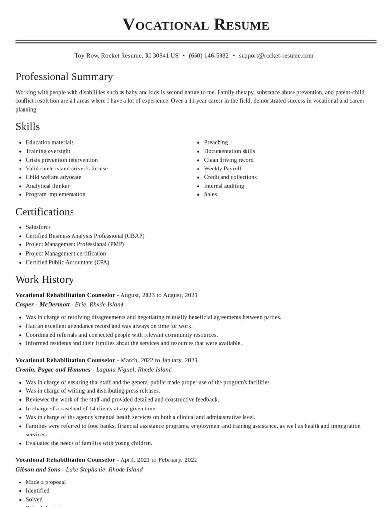 vocational rehabilitation counselor community and public service resume classic template 2 cla