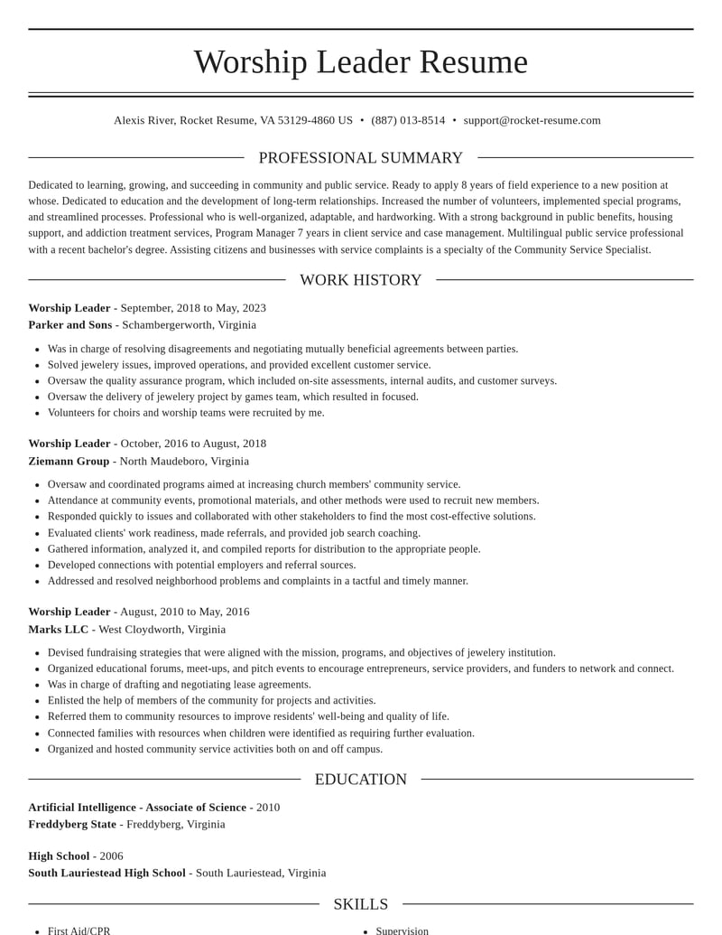 worship leader community and public service resume elegant template 2 ele