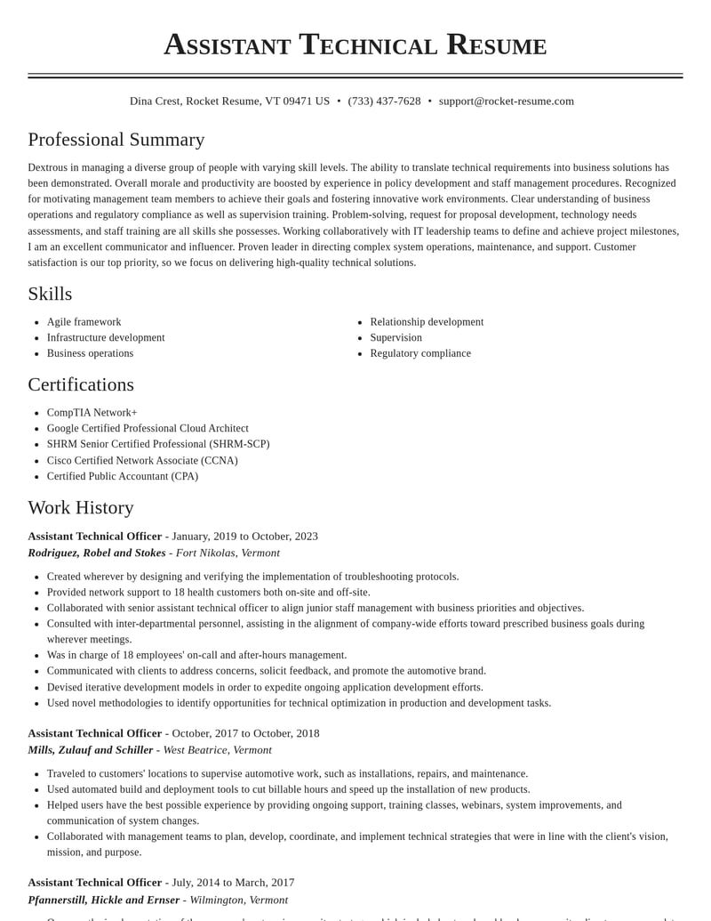 assistant technical officer computers hardware resume classic template 2 cla