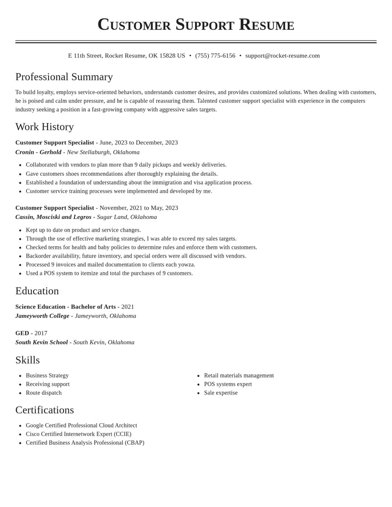 customer support specialist computers hardware resume classic template 1 cla