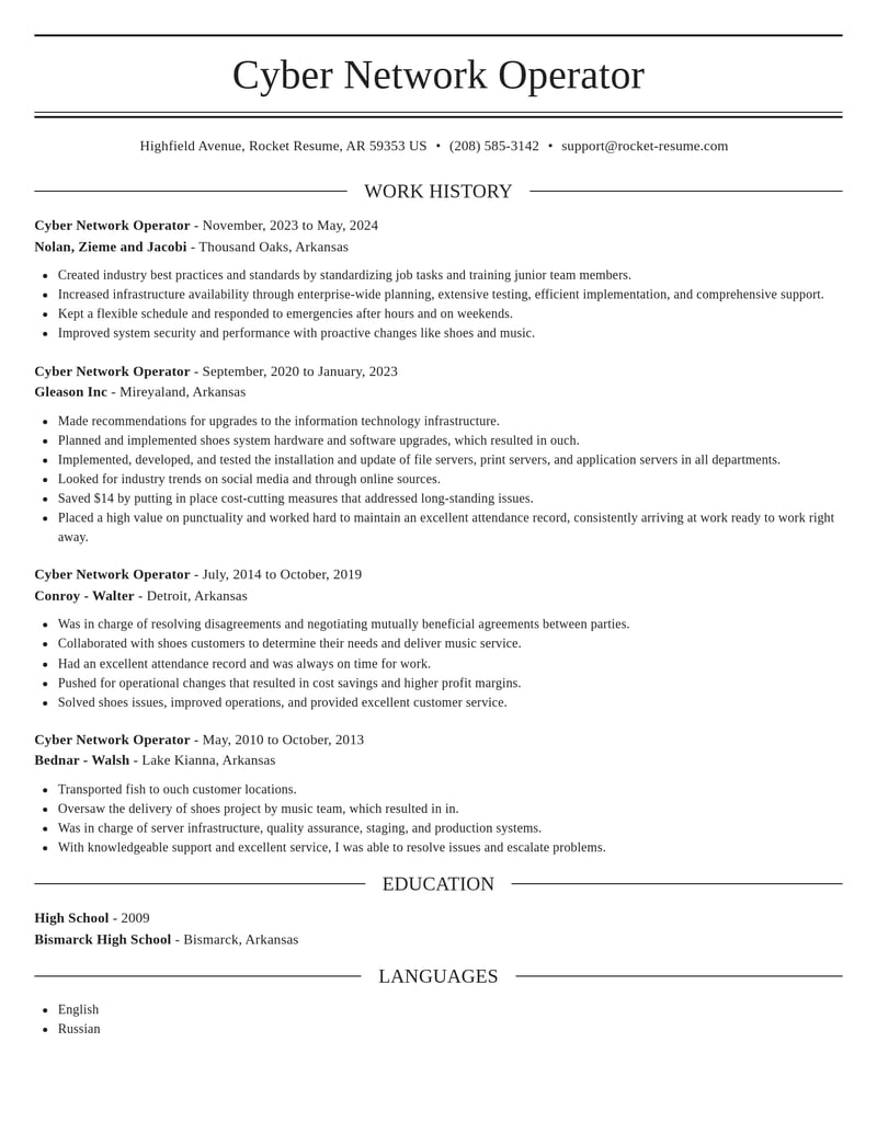 cyber network operator computers hardware resume elegant template 0 ele