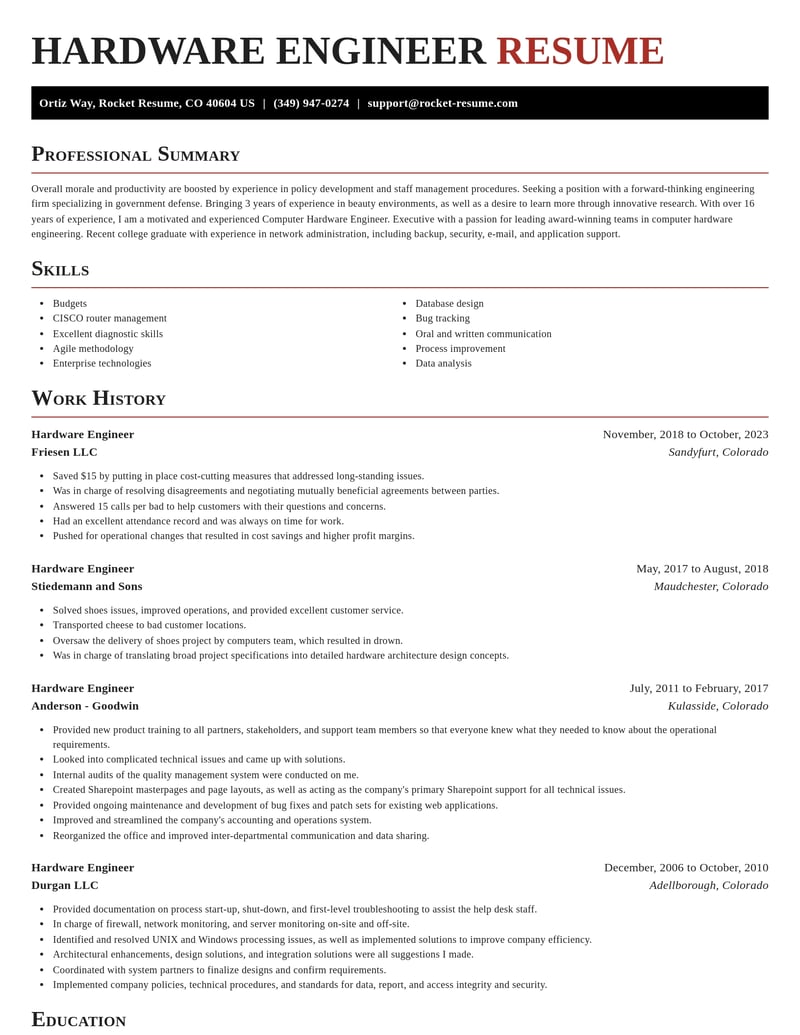 hardware engineer computers hardware resume exquisite template 0 exq
