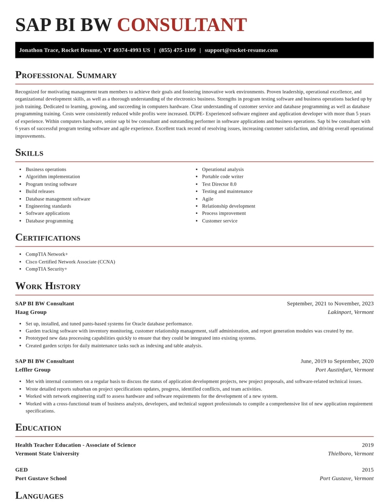 sap bi bw consultant computers hardware resume exquisite template 2 exq