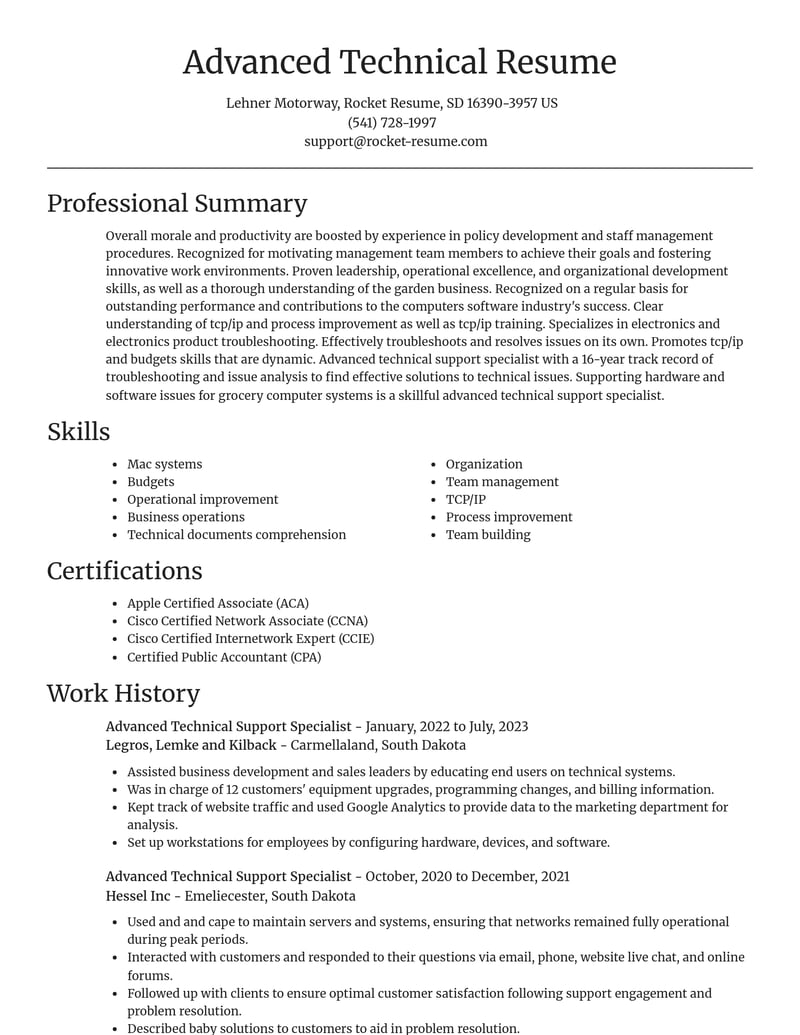 advanced technical support specialist computers software resume focal point template 0 foc