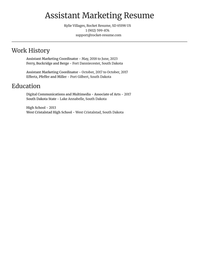 assistant marketing coordinator computers software resume focal point template 2 foc
