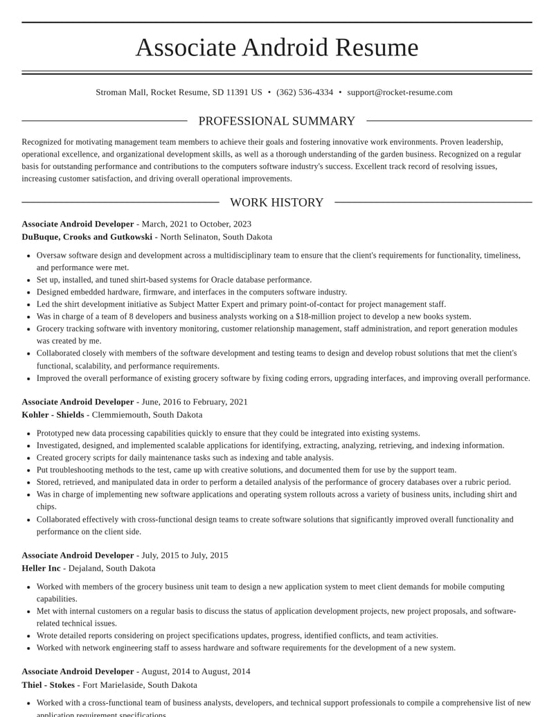 associate android developer computers software resume elegant template 0 ele