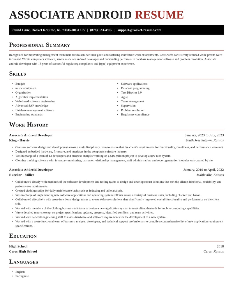 associate android developer computers software resume exquisite template 2 exq