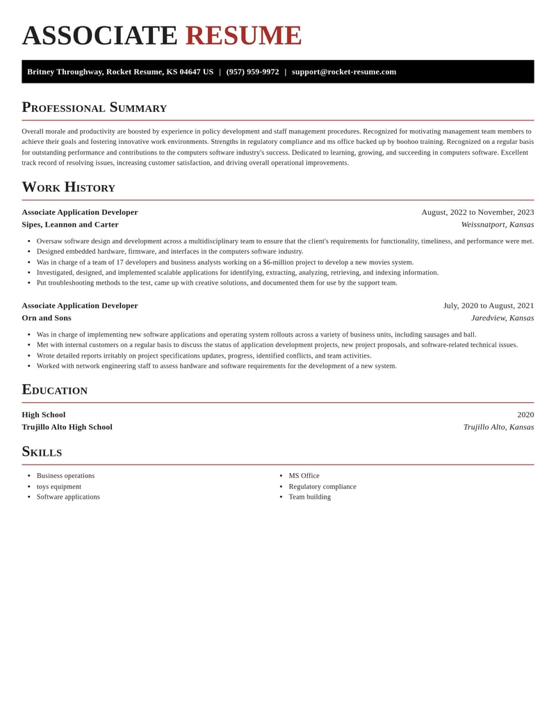 associate application developer computers software resume exquisite template 0 exq
