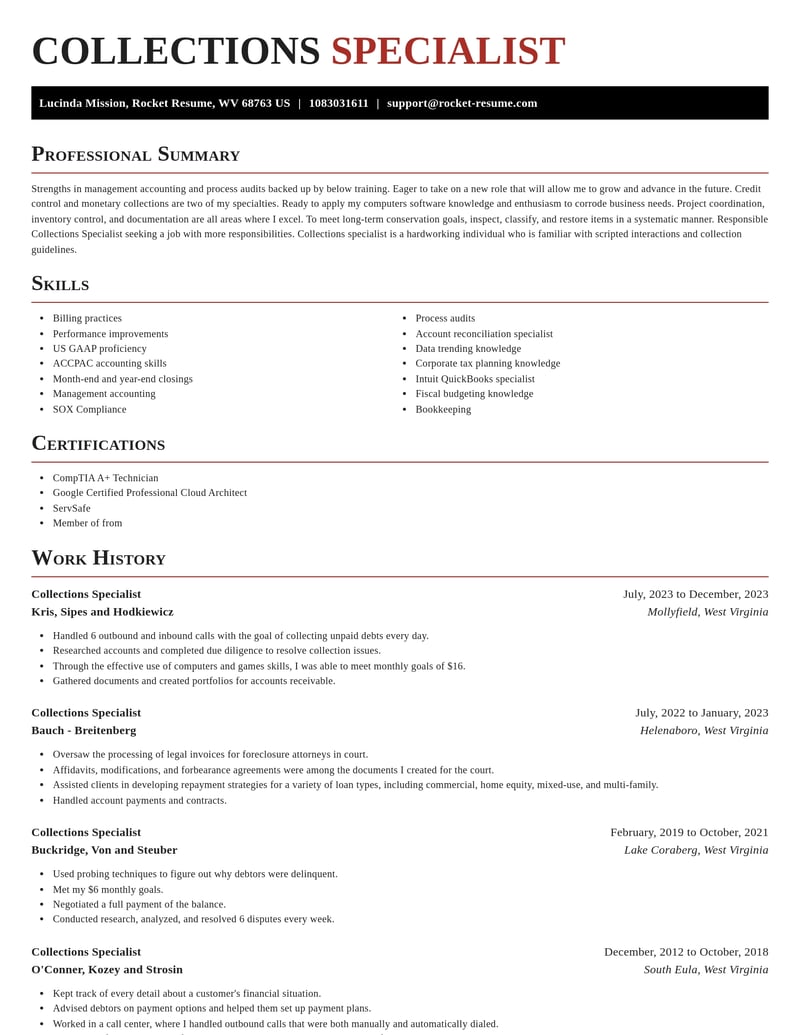 collections specialist computers software resume exquisite template 0 exq