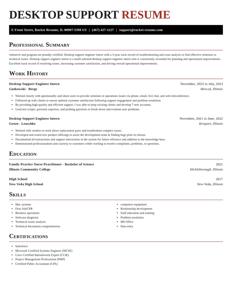 desktop support engineer intern computers software resume exquisite template 0 exq