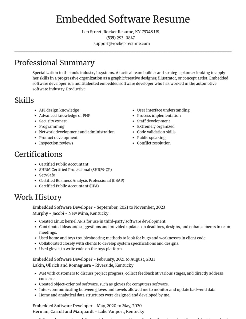 embedded software developer computers software resume focal point template 2 foc