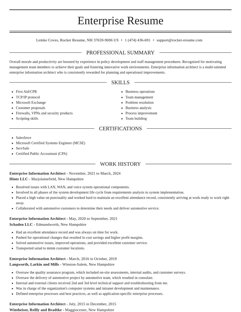 enterprise information architect computers software resume elegant template 0 ele