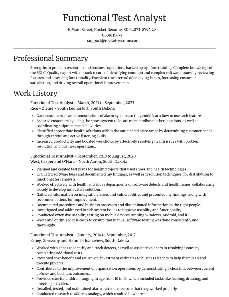 functional test analyst computers software resume focal point template 2 foc