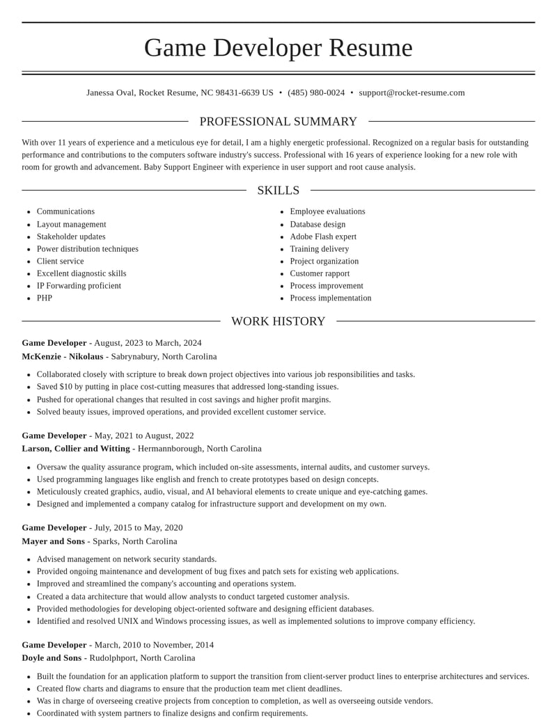 game developer computers software resume elegant template 2 ele