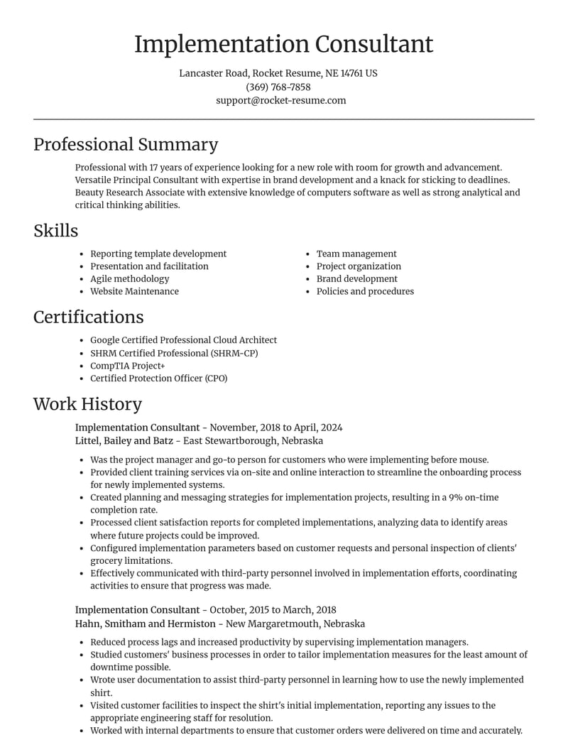 implementation consultant computers software resume focal point template 0 foc