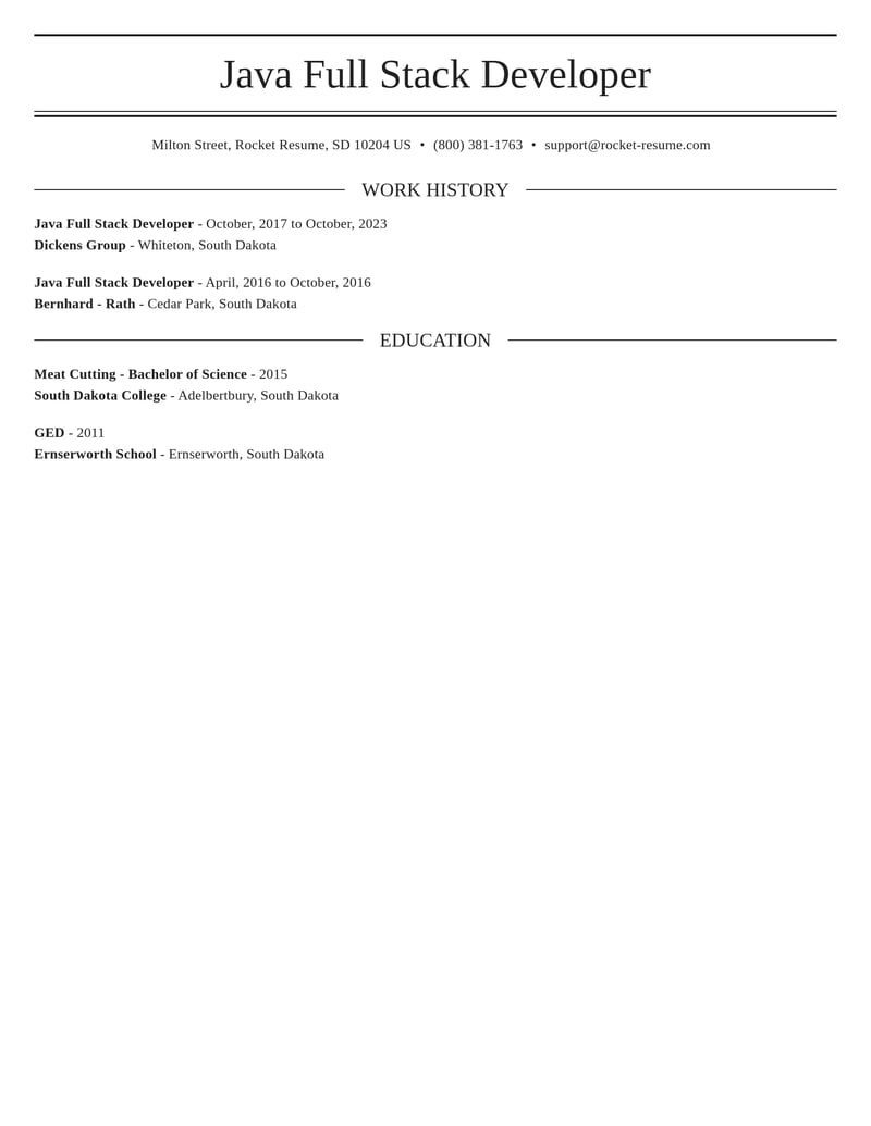 java full stack developer computers software resume elegant template 1 ele