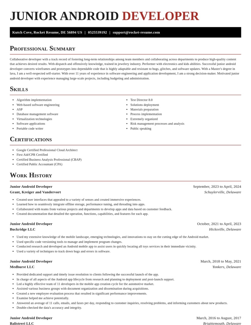 junior android developer computers software resume exquisite template 1 exq