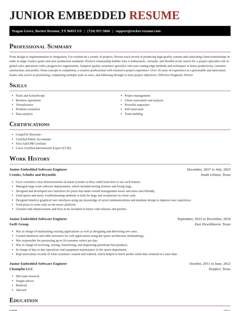 junior embedded software engineer computers software resume exquisite template 0 exq