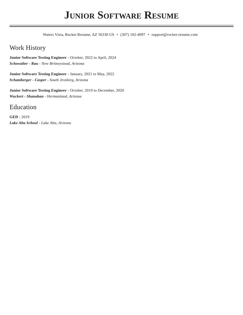 junior software testing engineer computers software resume classic template 1 cla