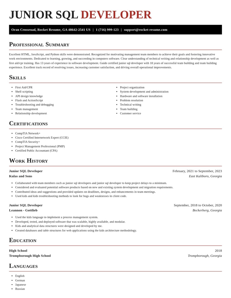 junior sql developer computers software resume exquisite template 0 exq