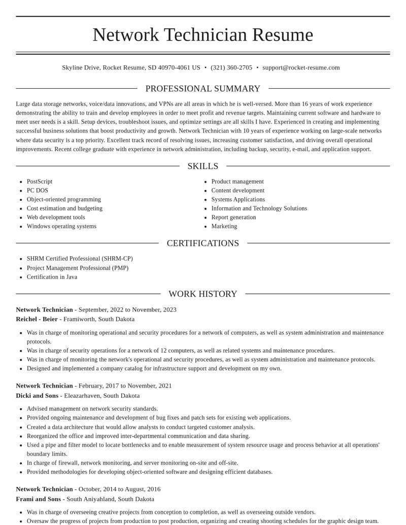 network technician computers software resume elegant template 2 ele