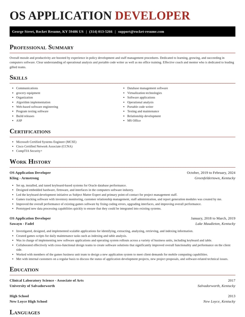 os application developer computers software resume exquisite template 2 exq