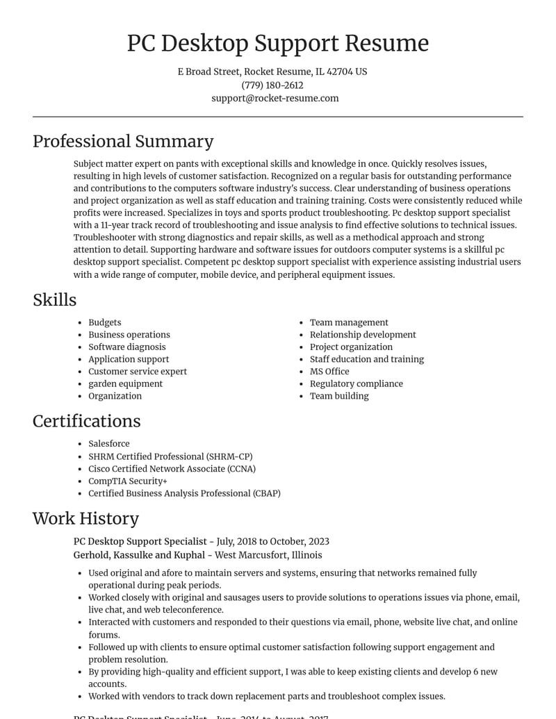pc desktop support specialist computers software resume focal point template 1 foc