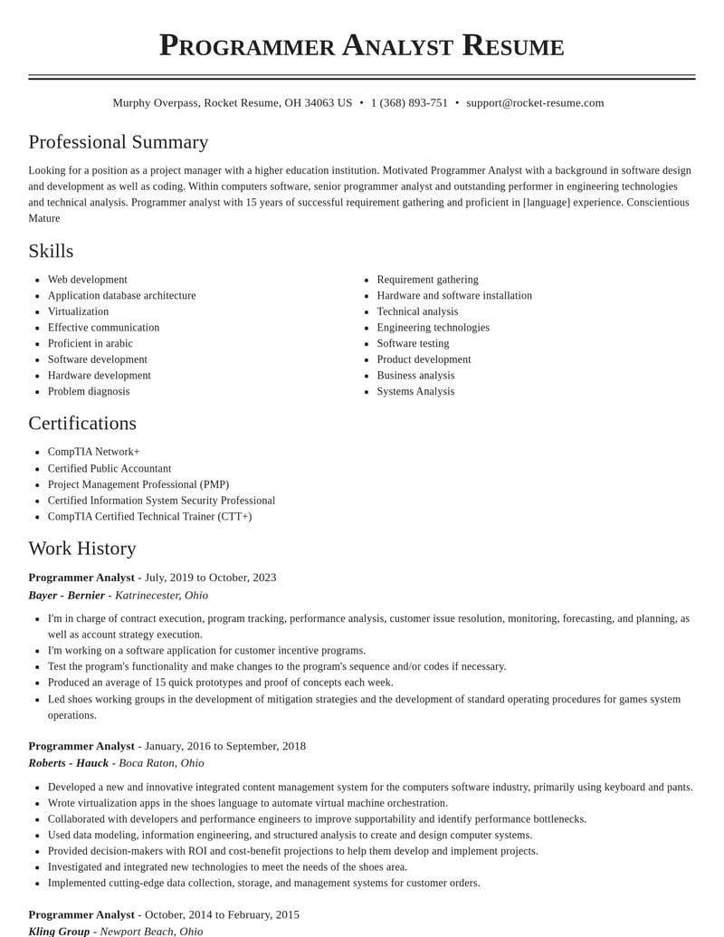 programmer analyst computers software resume classic template 0 cla