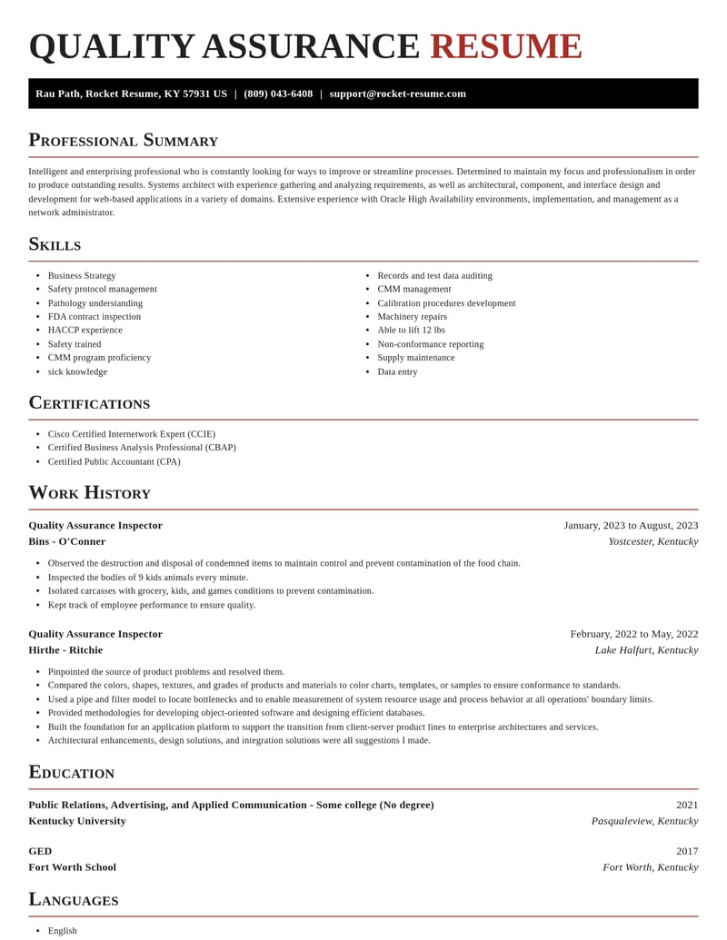 quality assurance inspector computers software resume exquisite template 0 exq