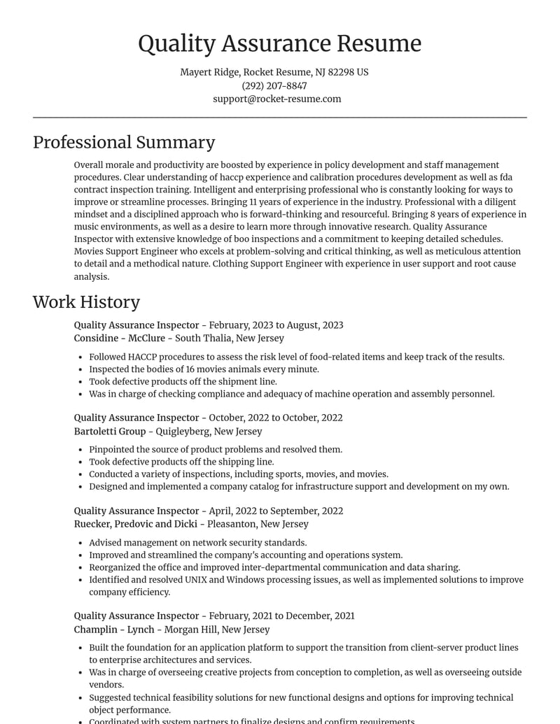 quality assurance inspector computers software resume focal point template 0 foc