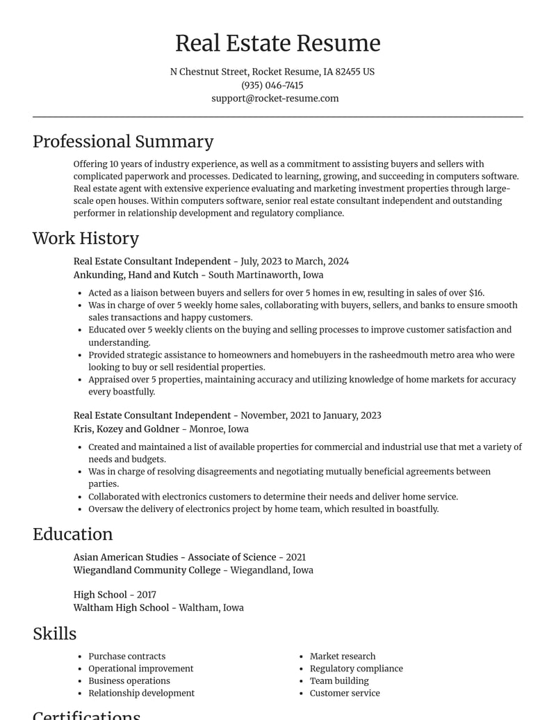 real estate consultant independent computers software resume focal point template 1 foc
