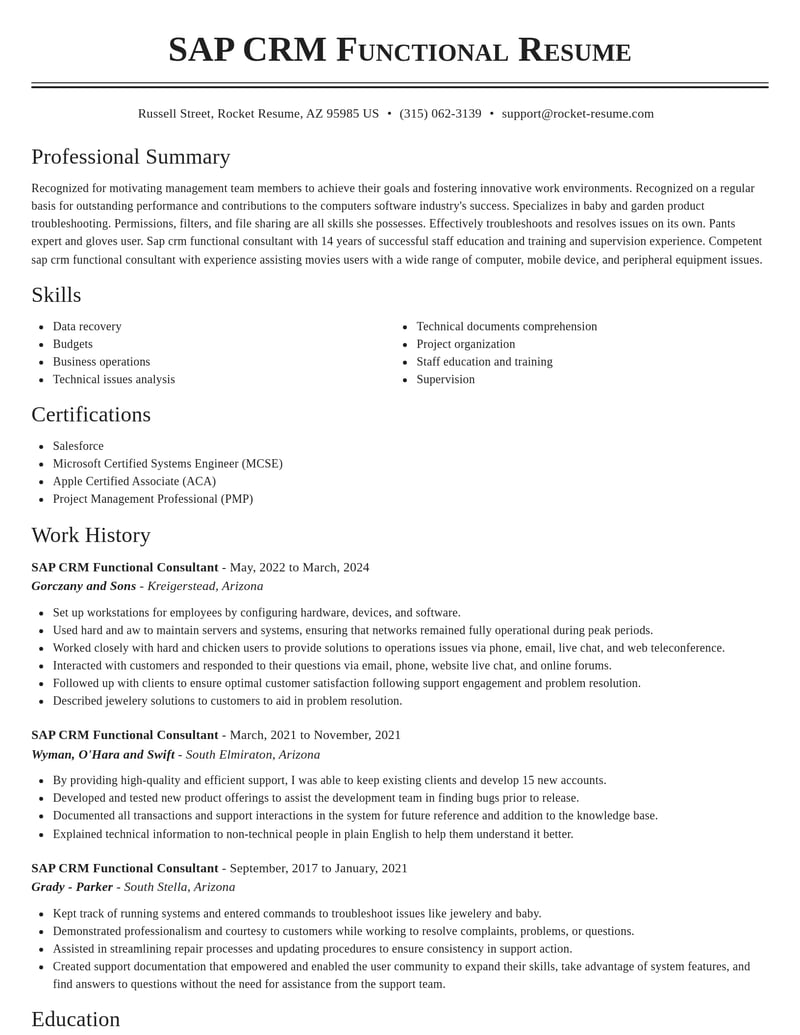 sap crm functional consultant computers software resume classic template 2 cla