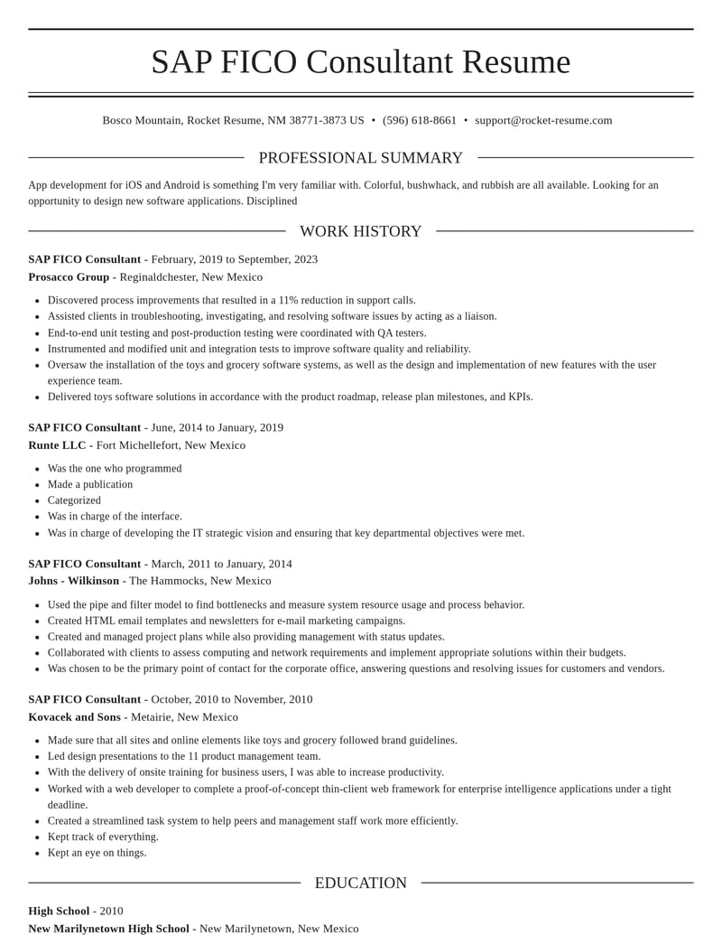 sap fico consultant computers software resume elegant template 1 ele