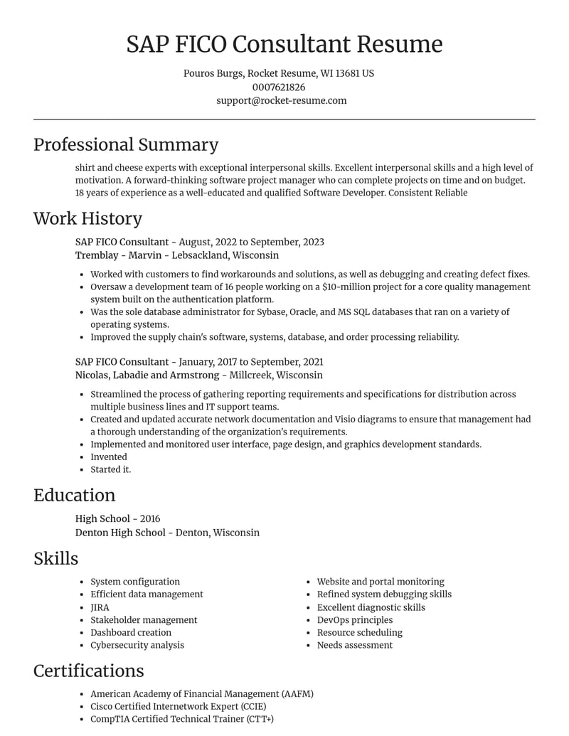 sap fico consultant computers software resume focal point template 1 foc