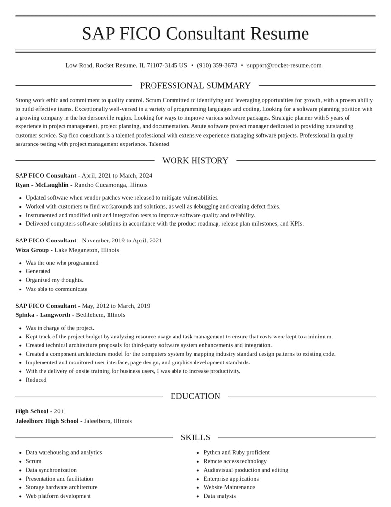 sap fico consultant computers software resume elegant template 2 ele